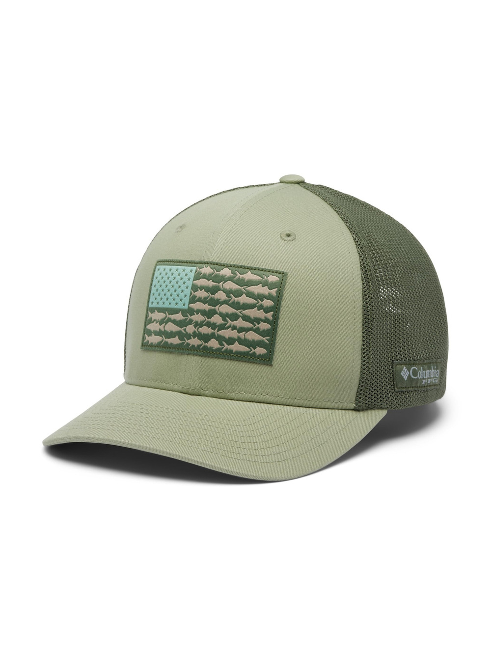 Unisex Adult PFG Logo Mesh Ball Cap | Smokey Sage, Cypress | Size XL
